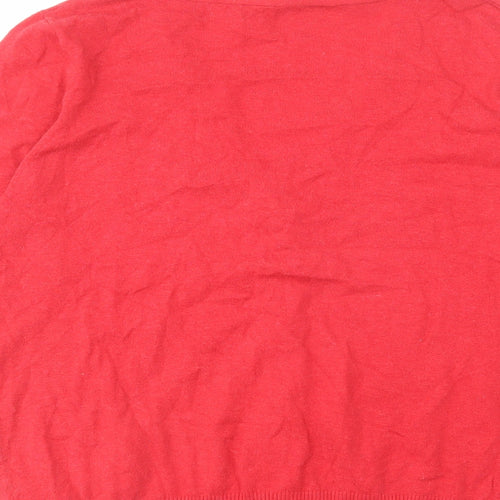 BHS Womens Red V-Neck Cotton Cardigan Jumper Size 22
