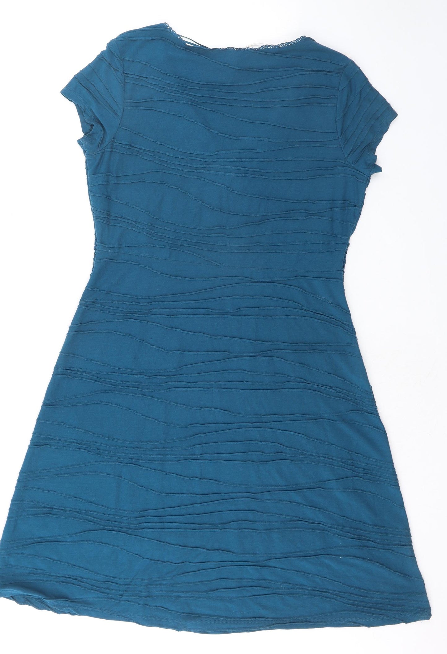 RJR.John Rocha Womens Blue Polyester A-Line Size 16 V-Neck Pullover - Crocheted Lace Detail