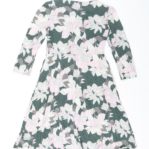 Per Una Womens Green Floral Polyester A-Line Size 10 Boat Neck