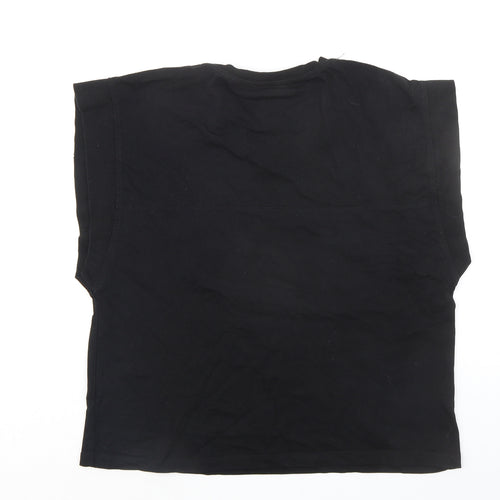 Zara Womens Black Cotton Basic T-Shirt Size XL Crew Neck