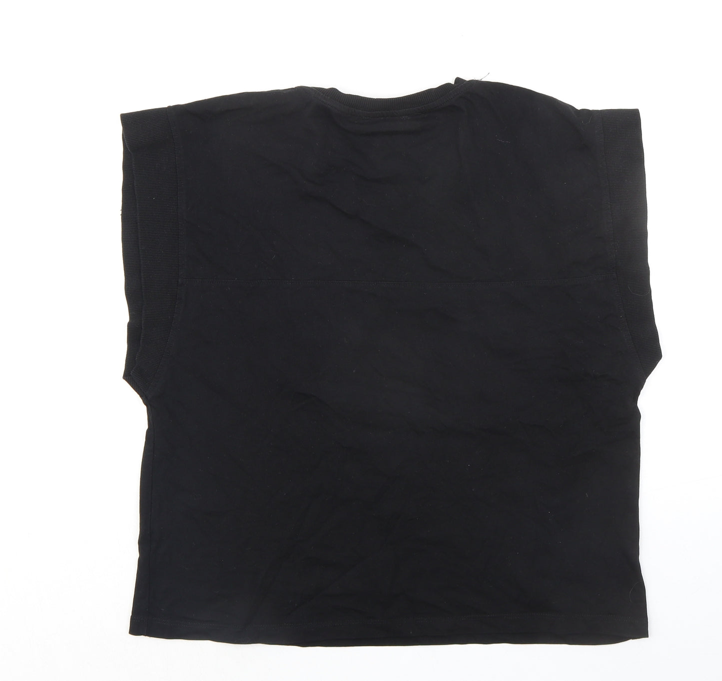 Zara Womens Black Cotton Basic T-Shirt Size XL Crew Neck