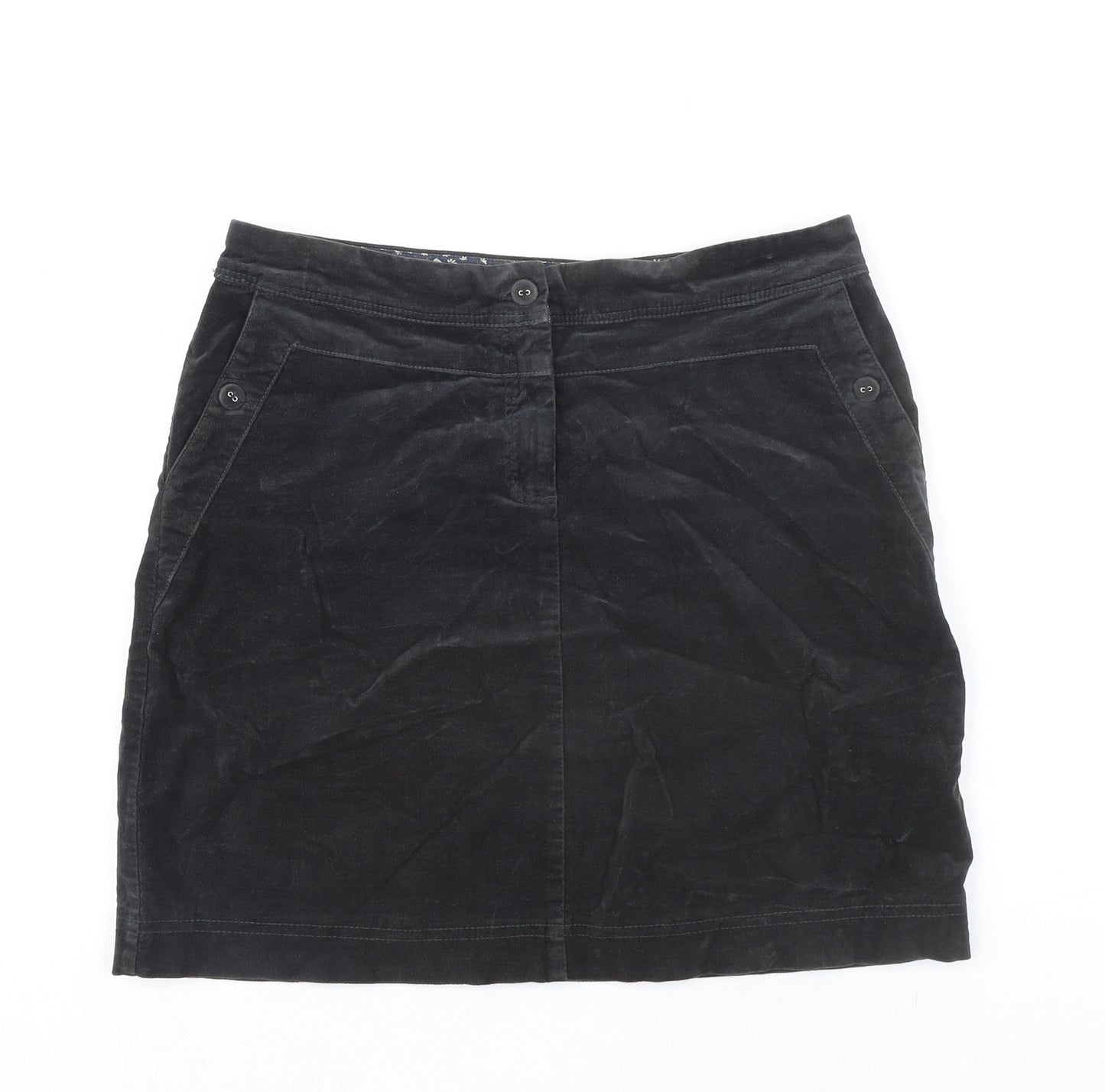 White Stuff Womens Grey Cotton A-Line Skirt Size 8 Zip