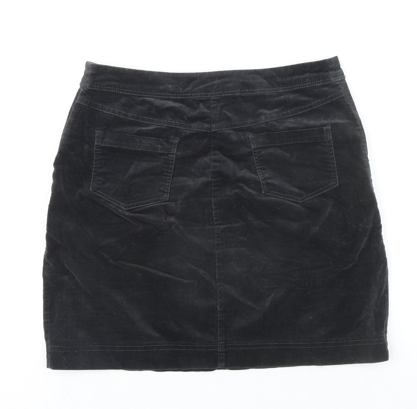 White Stuff Womens Grey Cotton A-Line Skirt Size 8 Zip