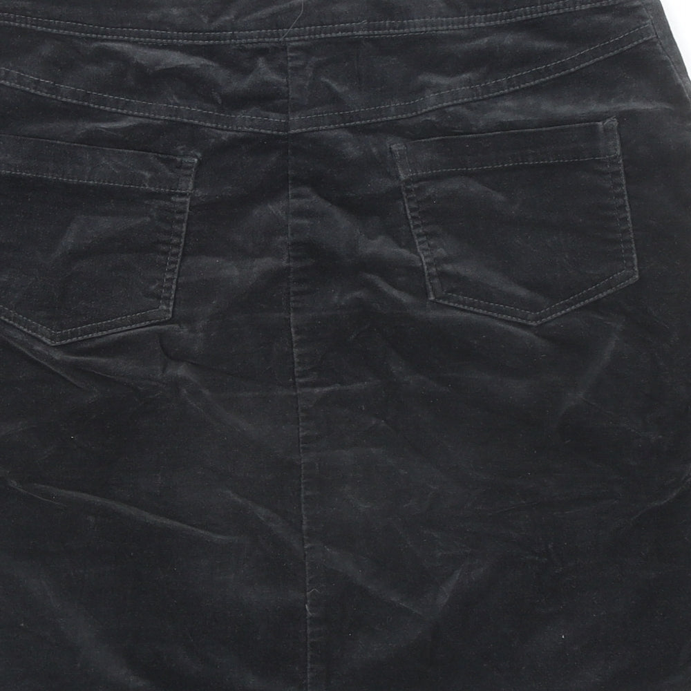 White Stuff Womens Grey Cotton A-Line Skirt Size 8 Zip