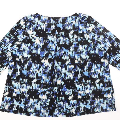 Together Womens Black Geometric Polyester Basic Blouse Size 22 Boat Neck - Embellished Neckline