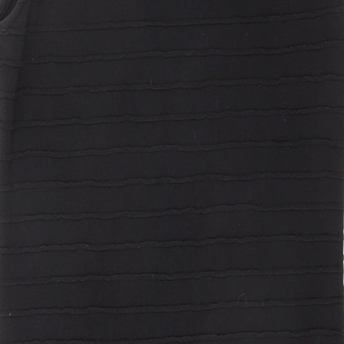 Dorothy Perkins Womens Black Polyester Bodycon Size 12 Mock Neck Zip - Textured
