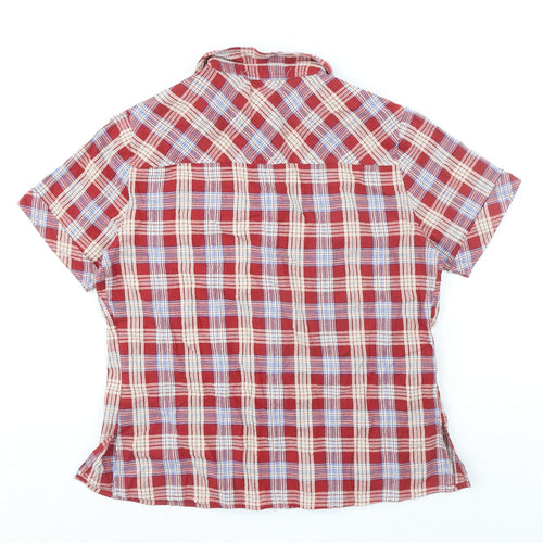 Zara Womens Red Plaid 100% Cotton Basic Button-Up Size L Collared