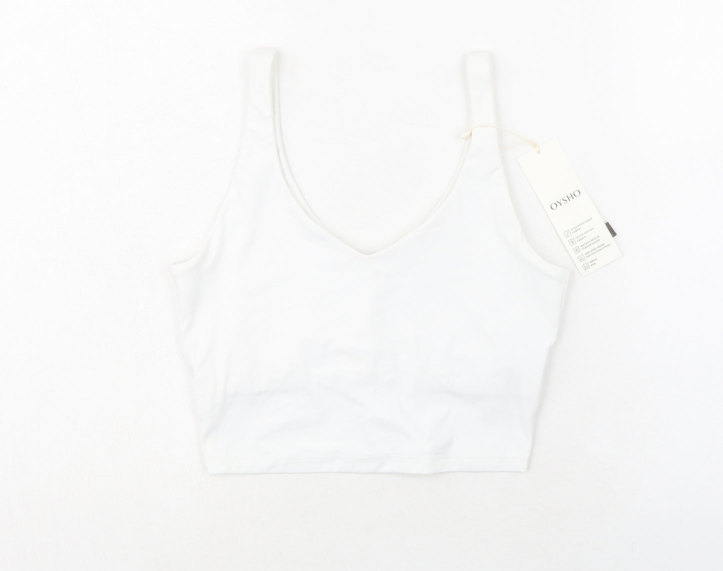 Oysho Womens White Polyester Basic Tank Size M Sweetheart Pullover - Sports Bra