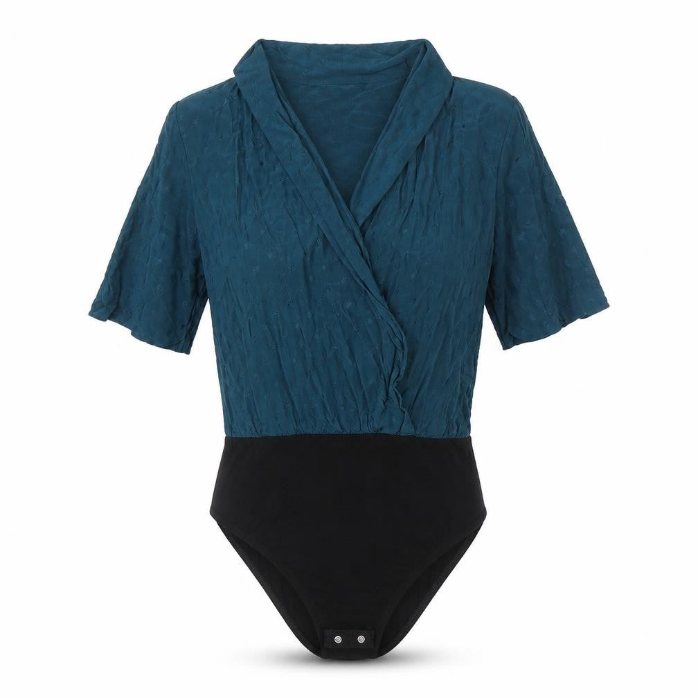 New Look Womens Green Viscose Bodysuit One-Piece Size 12 Snap