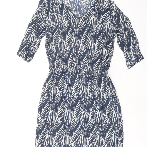 Maison de Nimes Womens Blue Geometric Viscose Shift Size 10 V-Neck