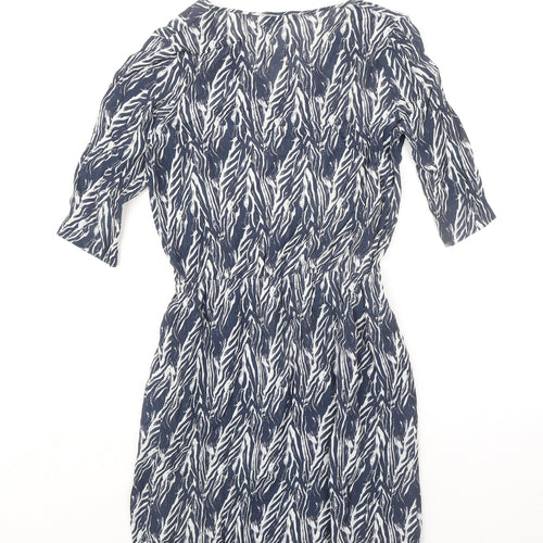 Maison de Nimes Womens Blue Geometric Viscose Shift Size 10 V-Neck
