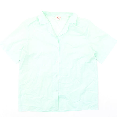 Claire Womens Green Polyester Basic Button-Up Size 14 Collared