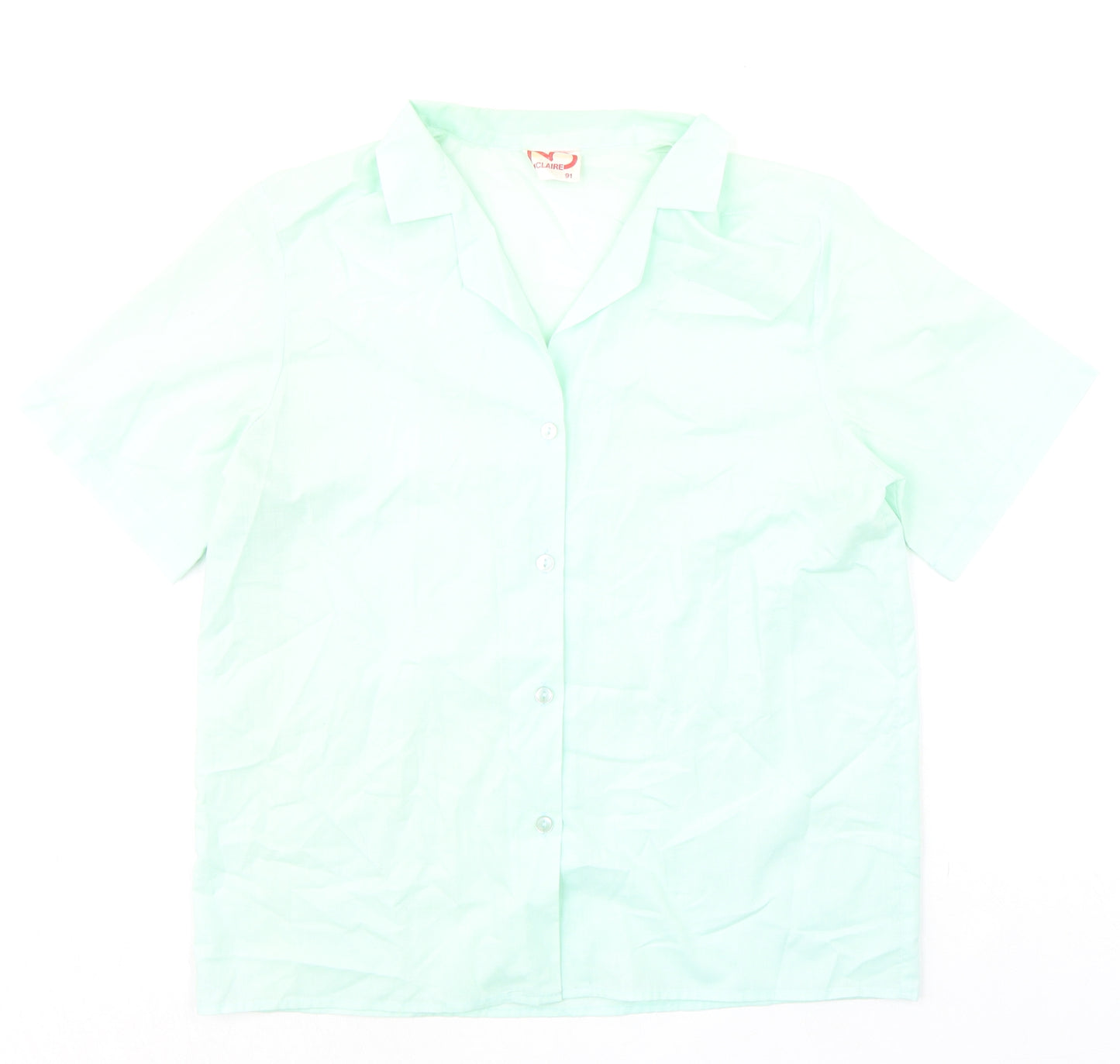 Claire Womens Green Polyester Basic Button-Up Size 14 Collared