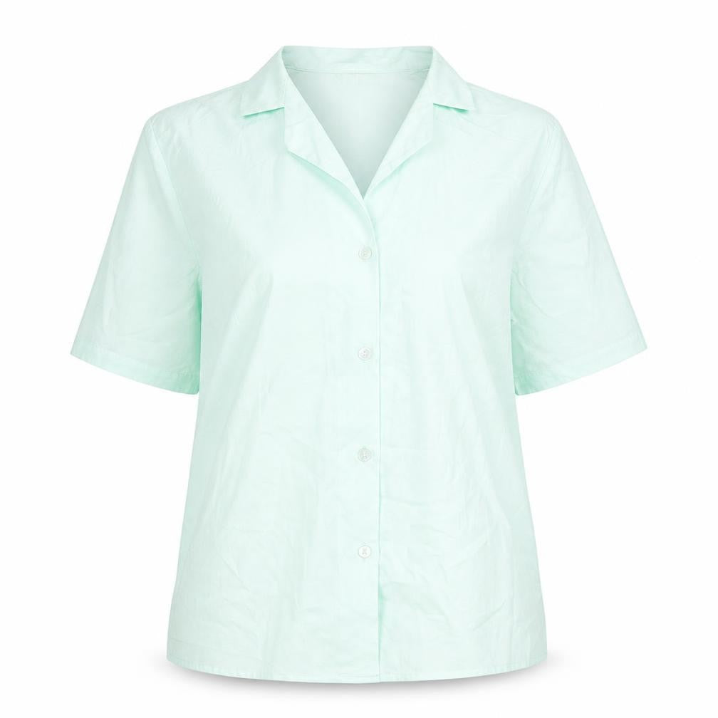 Front view of Claire women’s green polyester basic button-up, size UK 14, collared