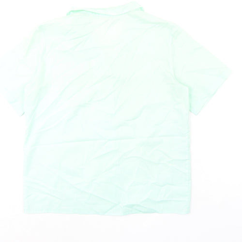 Claire Womens Green Polyester Basic Button-Up Size 14 Collared