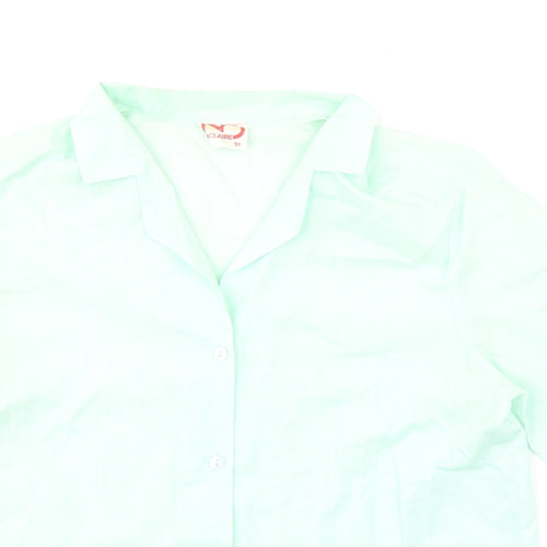Claire Womens Green Polyester Basic Button-Up Size 14 Collared