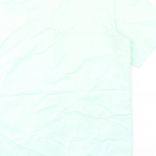 Claire Womens Green Polyester Basic Button-Up Size 14 Collared