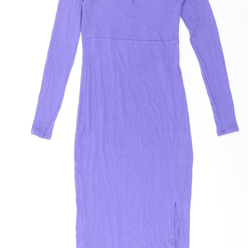 mamalicious Womens Purple Lyocell Bodycon Size XS Scoop Neck Pullover