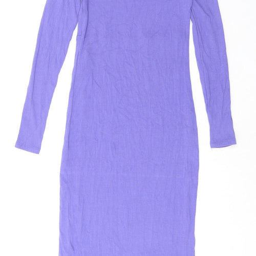 mamalicious Womens Purple Lyocell Bodycon Size XS Scoop Neck Pullover