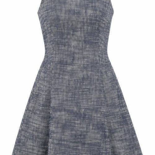 Gap Womens Blue Cotton Fit & Flare Size 4 Boat Neck Zip