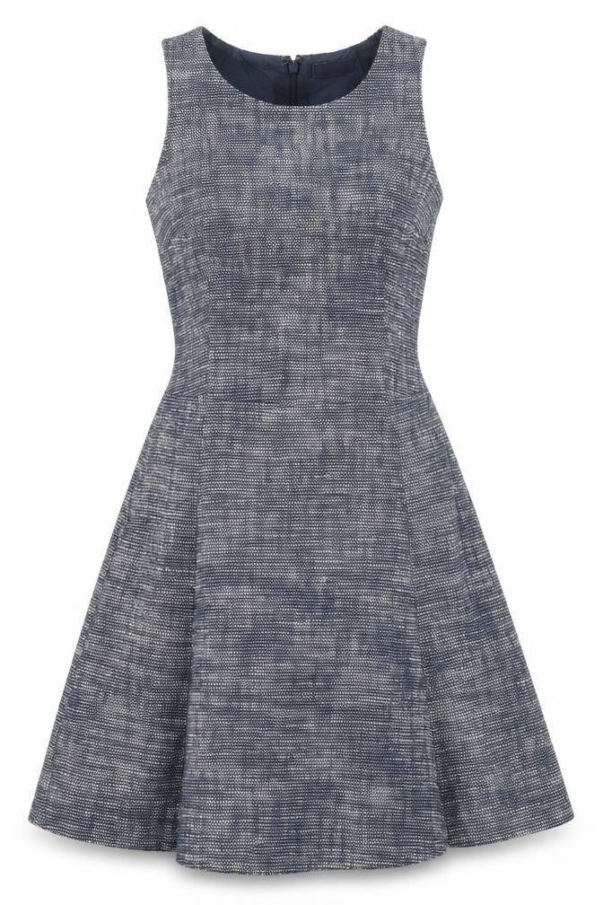 Gap Womens Blue Cotton Fit & Flare Size 4 Boat Neck Zip