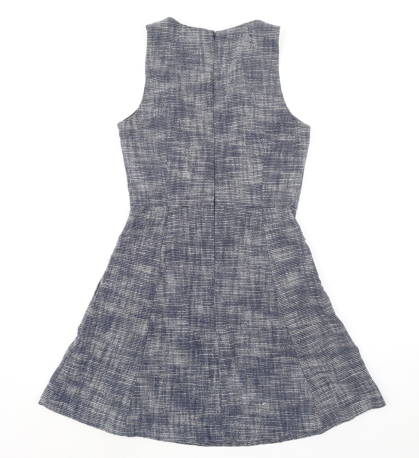 Gap Womens Blue Cotton Fit & Flare Size 4 Boat Neck Zip