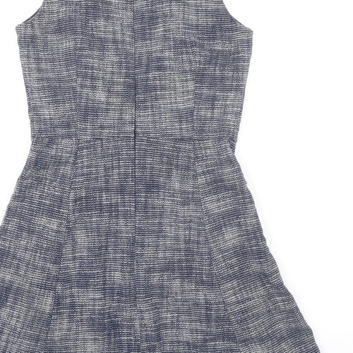 Gap Womens Blue Cotton Fit & Flare Size 4 Boat Neck Zip