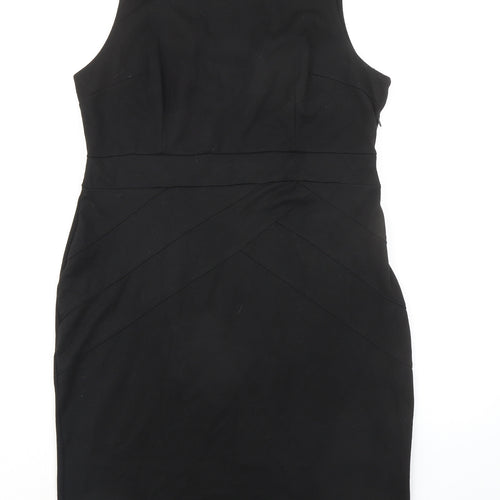 Dorothy Perkins Womens Black Polyester Pencil Dress Size 20 Boat Neck Zip