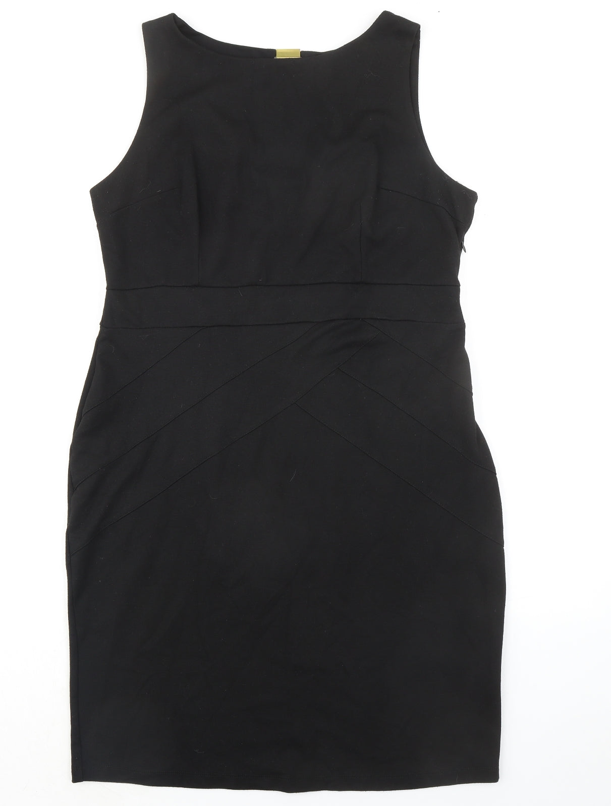 Dorothy Perkins Womens Black Polyester Pencil Dress Size 20 Boat Neck Zip