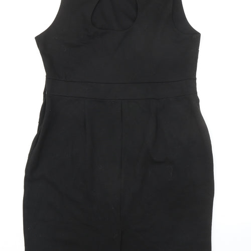 Dorothy Perkins Womens Black Polyester Pencil Dress Size 20 Boat Neck Zip