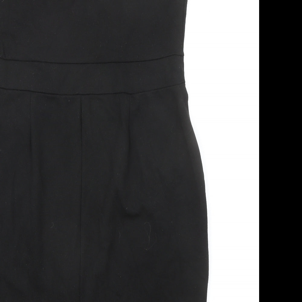 Dorothy Perkins Womens Black Polyester Pencil Dress Size 20 Boat Neck Zip