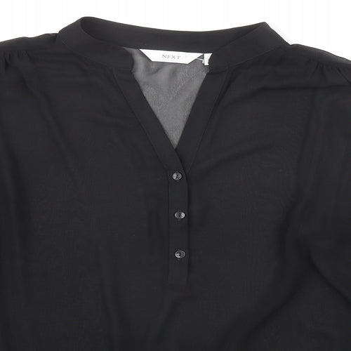 NEXT Womens Black Polyester Basic Blouse Size 14 Collared