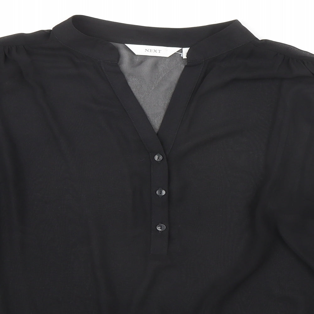NEXT Womens Black Polyester Basic Blouse Size 14 Collared