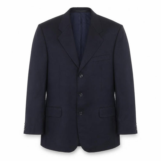 Front view of Burton men’s blue polyester jacket suit jacket, size M, regular