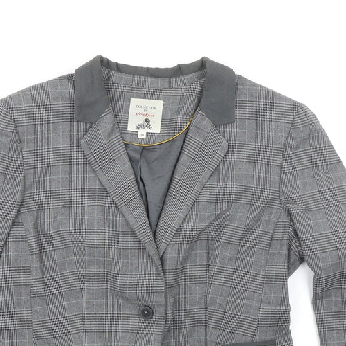 Jackpot Mens Grey Plaid Polyester Jacket Blazer Size 38 Regular
