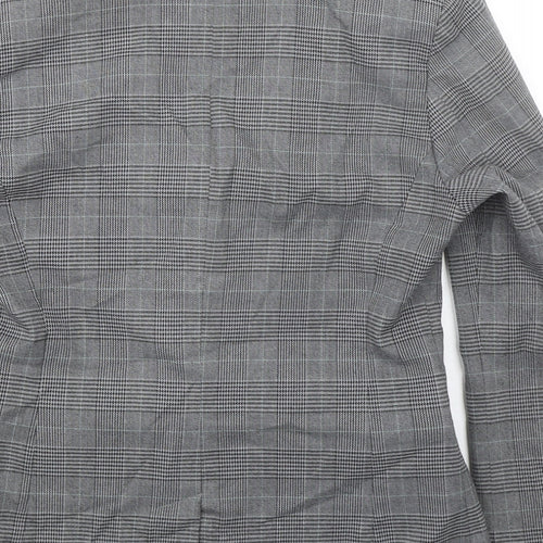 Jackpot Mens Grey Plaid Polyester Jacket Blazer Size 38 Regular
