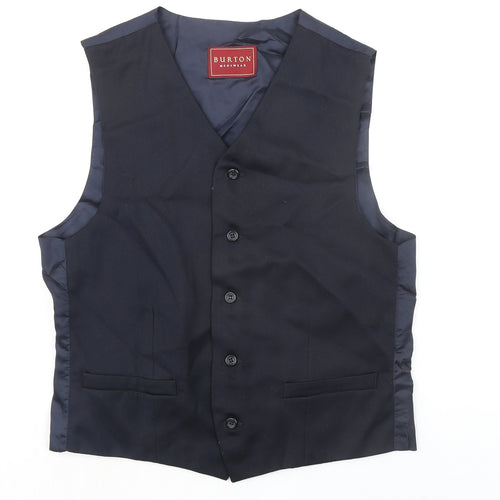 Burton Mens Blue Polyester Jacket Suit Waistcoat Size 40 Regular