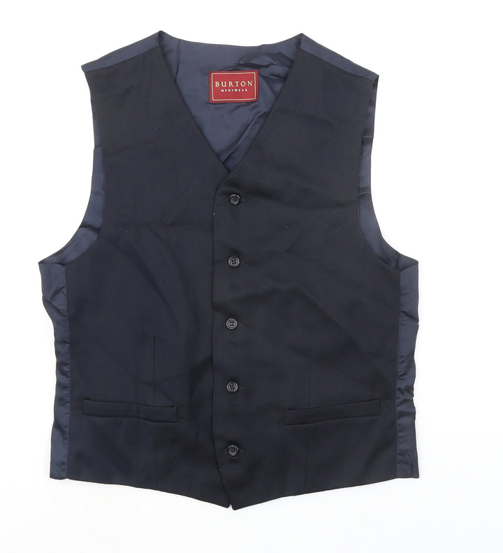 Burton Mens Blue Polyester Jacket Suit Waistcoat Size 40 Regular