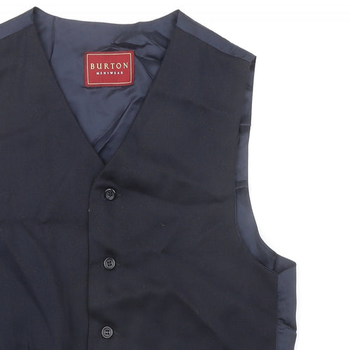 Burton Mens Blue Polyester Jacket Suit Waistcoat Size 40 Regular