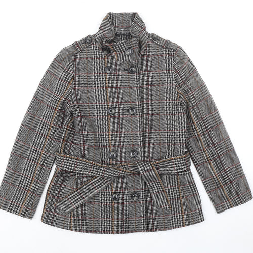 Marks and Spencer Womens Grey Plaid Jacket Size 10 Button