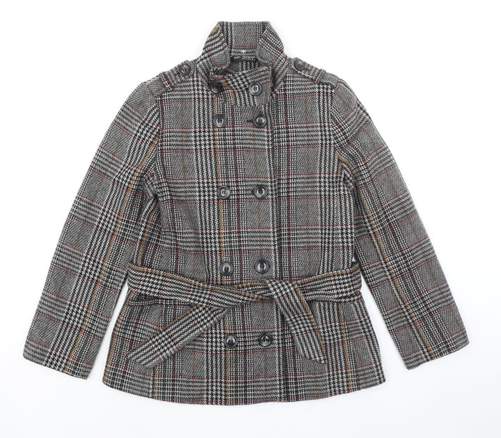 Marks and Spencer Womens Grey Plaid Jacket Size 10 Button