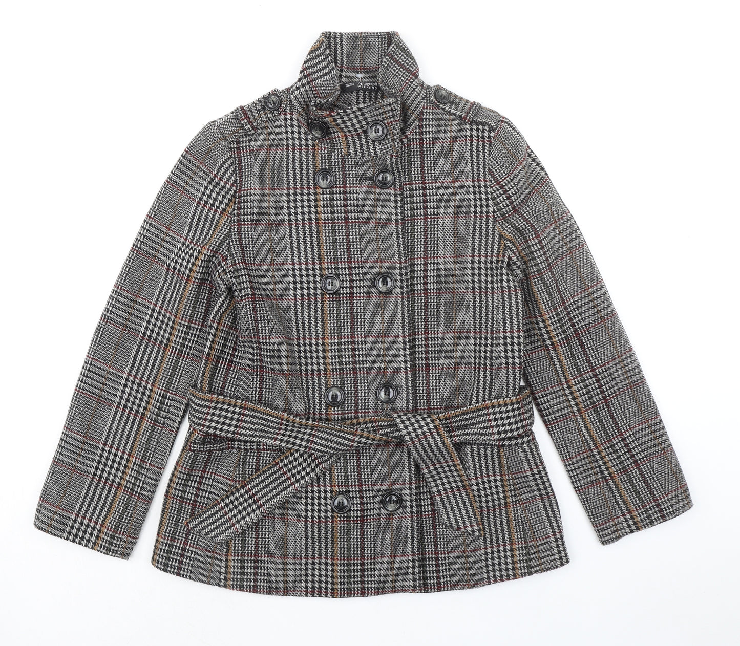 Marks and Spencer Womens Grey Plaid Jacket Size 10 Button
