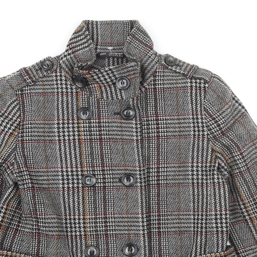 Marks and Spencer Womens Grey Plaid Jacket Size 10 Button