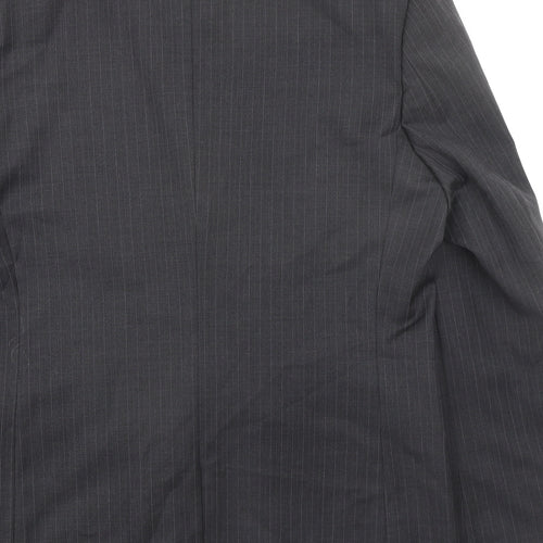 Burton Mens Grey Striped Polyester Jacket Suit Jacket Size 42 Regular