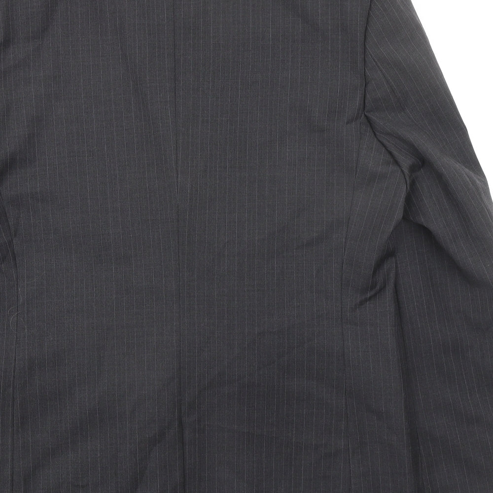 Burton Mens Grey Striped Polyester Jacket Suit Jacket Size 42 Regular