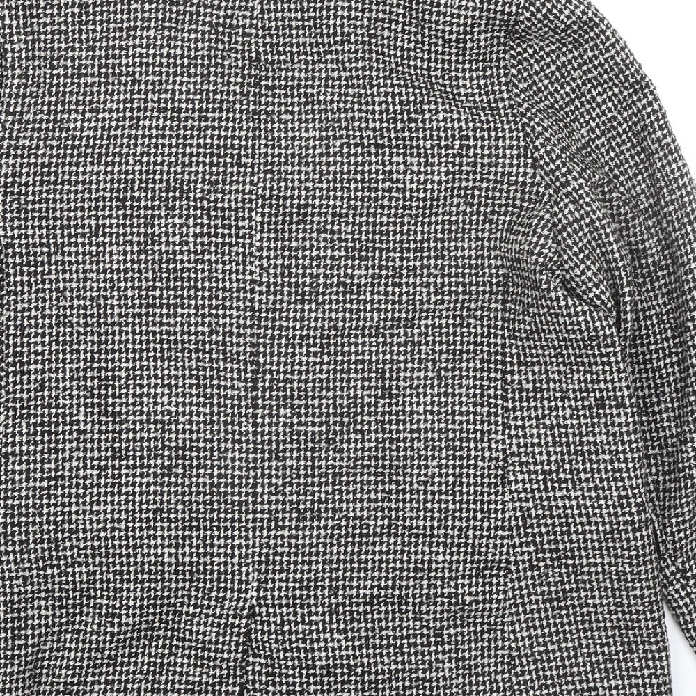 Marks and Spencer Womens Black Geometric Jacket Blazer Size 14 Button