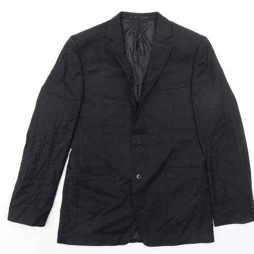 Lanificio Mens Black Wool Jacket Suit Jacket Size 40 Regular