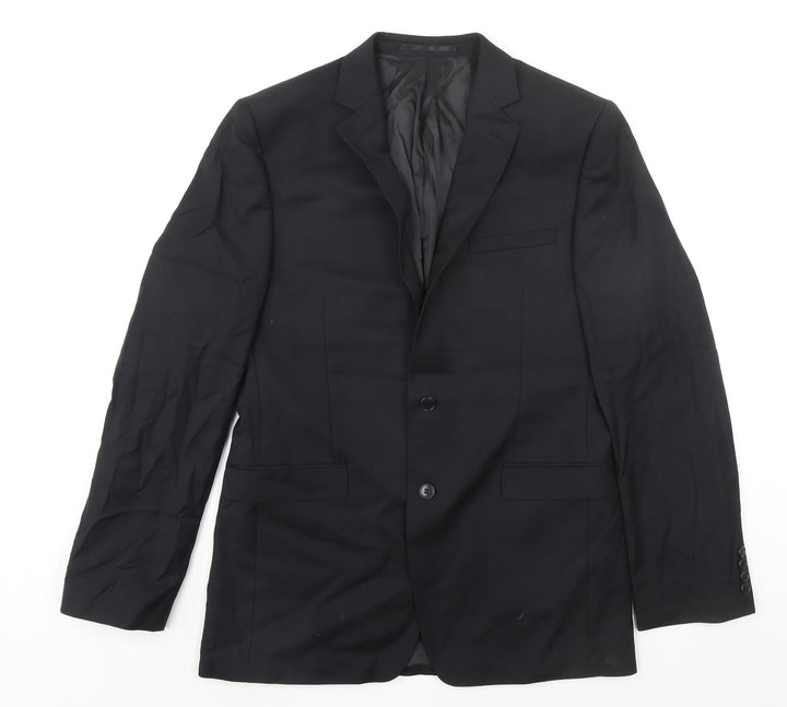 Lanificio Mens Black Wool Jacket Suit Jacket Size 40 Regular