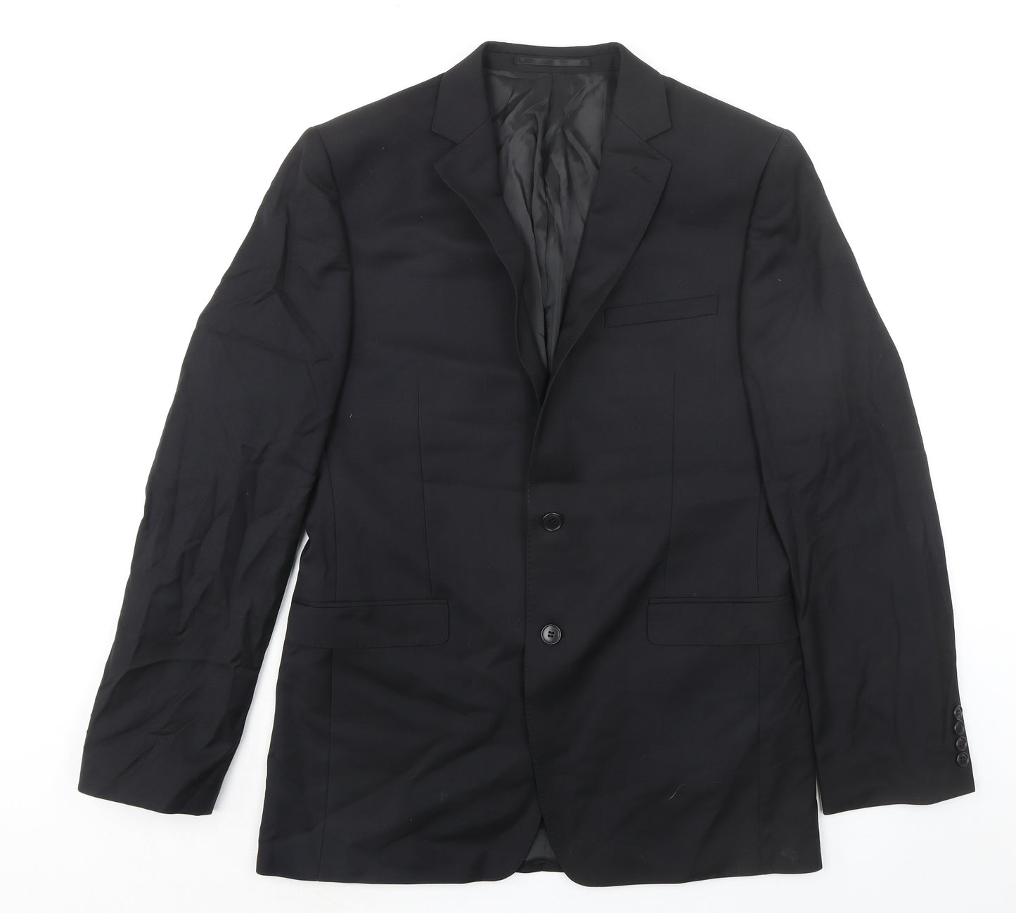 Lanificio Mens Black Wool Jacket Suit Jacket Size 40 Regular