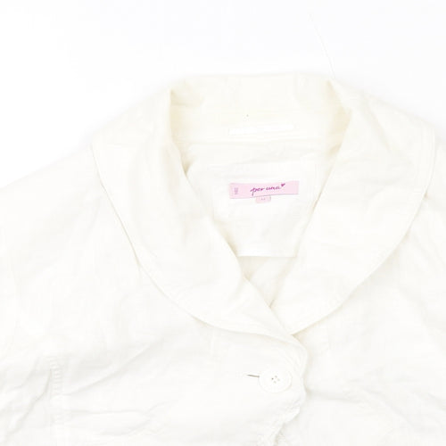 Per Una Womens White Jacket Blazer Size 12 Button
